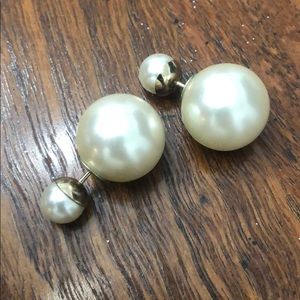 Dior Tribales Double Pearl Stud Earrings